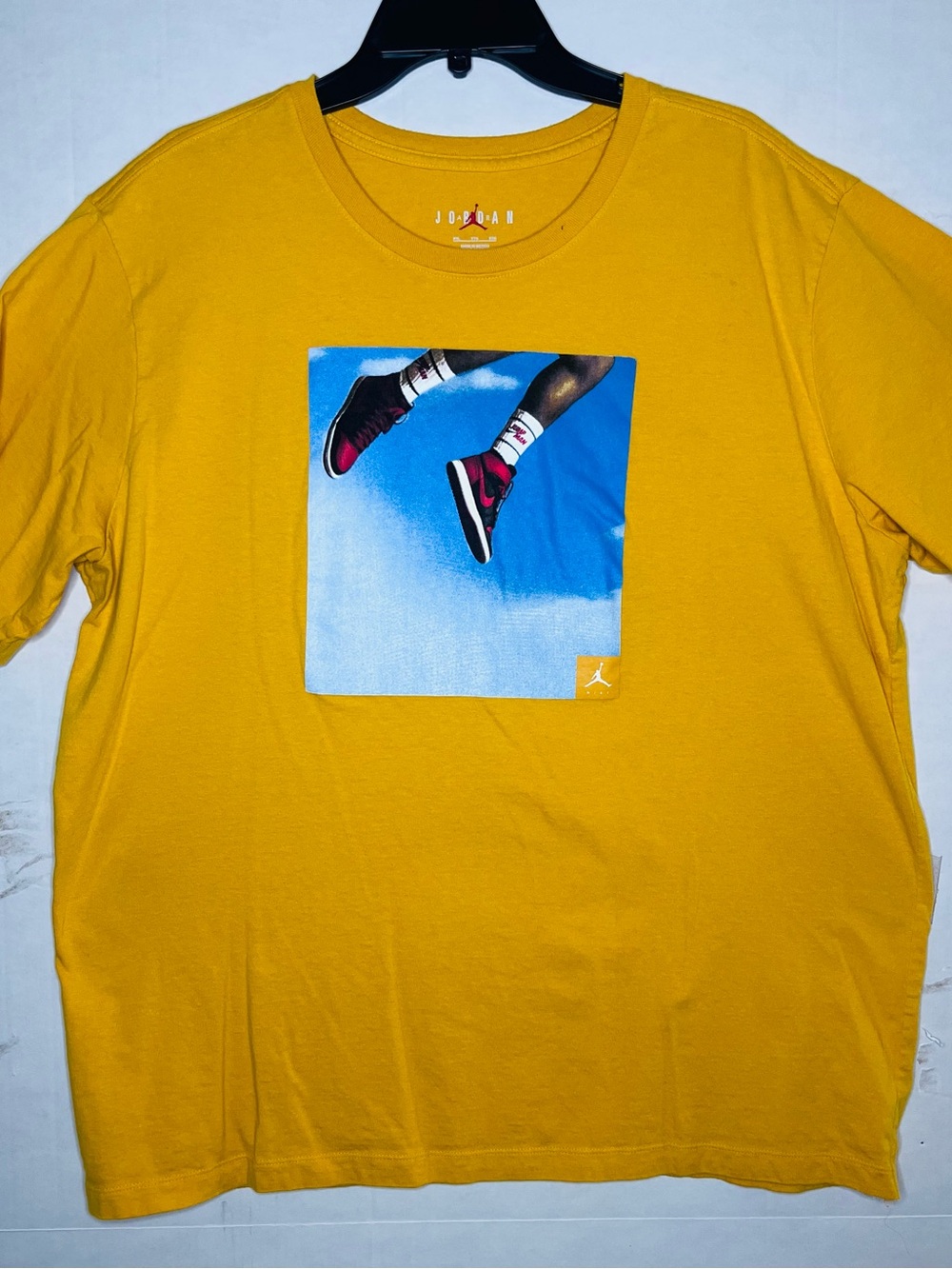 Nike Mustard Yellow Graphic Tee with Sneaker Artwork